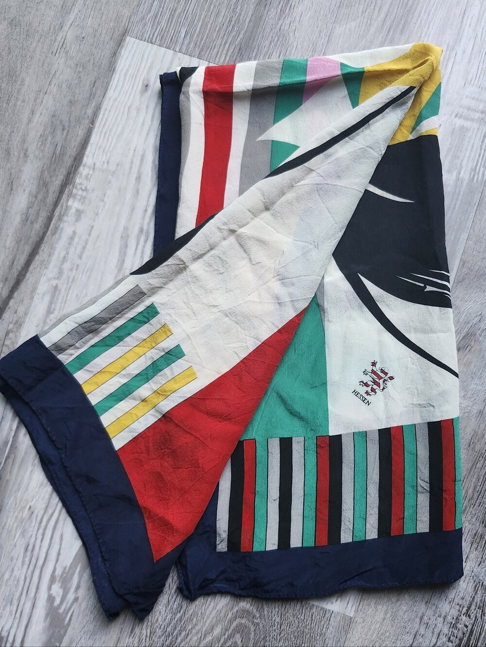 Rosemarie Feld Pure Silk Scarf Hessen Germany 32" Abstract Geometric Square
